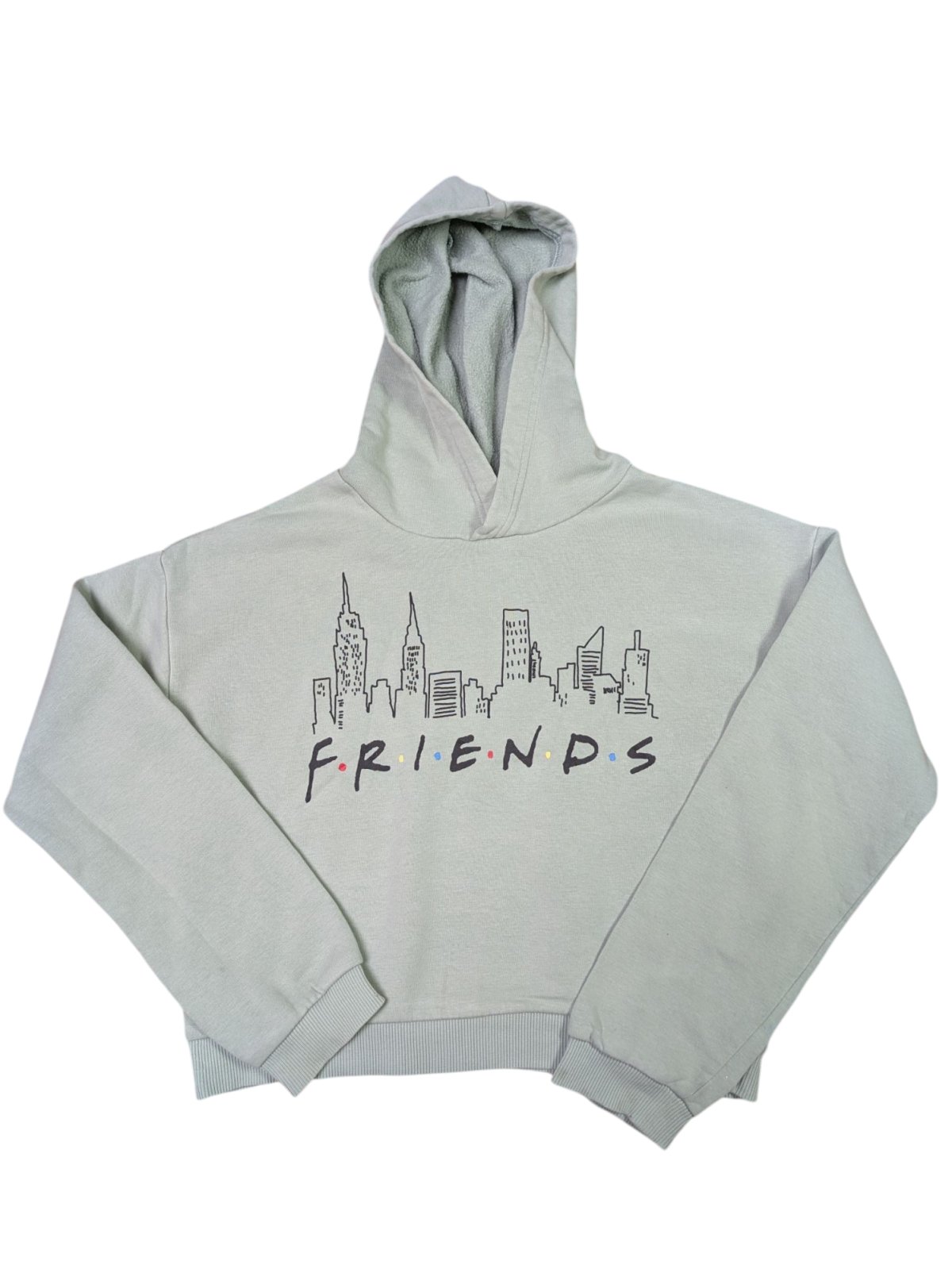 Světle zelená mikina pro holky s nápisem a obrázkem secondhand H&M